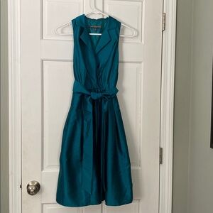 Jones Wear Turquoise Satin Dress